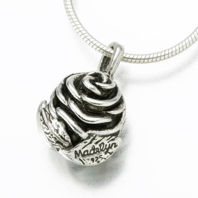 14K white gold rose cremation pendant necklace